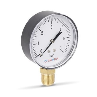 Манометр VARMEGA радиальный 80 мм, 6 бар, 1/2&quot;, VMMT10-800604