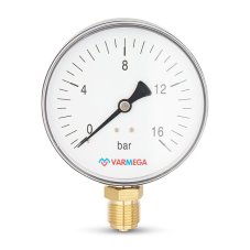 Манометр VARMEGA радиальный 100 мм, 16 бар, 1/2", VMMT10-101604