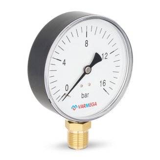 Манометр VARMEGA радиальный 100 мм, 16 бар, 1/2&quot;, VMMT10-101604