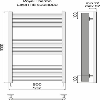 Полотенцесушитель Royal Thermo Casa П18 500х1000 черный