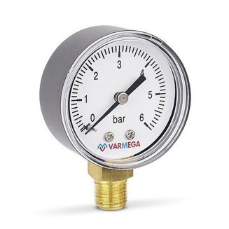 Манометр VARMEGA радиальный 50 мм, 6 бар, 1/4&quot;, VMMT10-500602