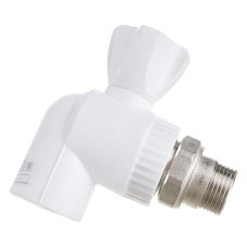 Кран Lammin шаровый PPR радиат. угл. 25 х 3/4" PREMIUM 30/10 белый